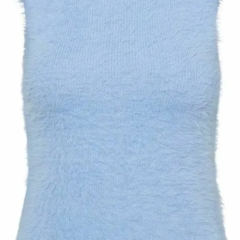 Fuzzy Blue Sleeveless Sweater